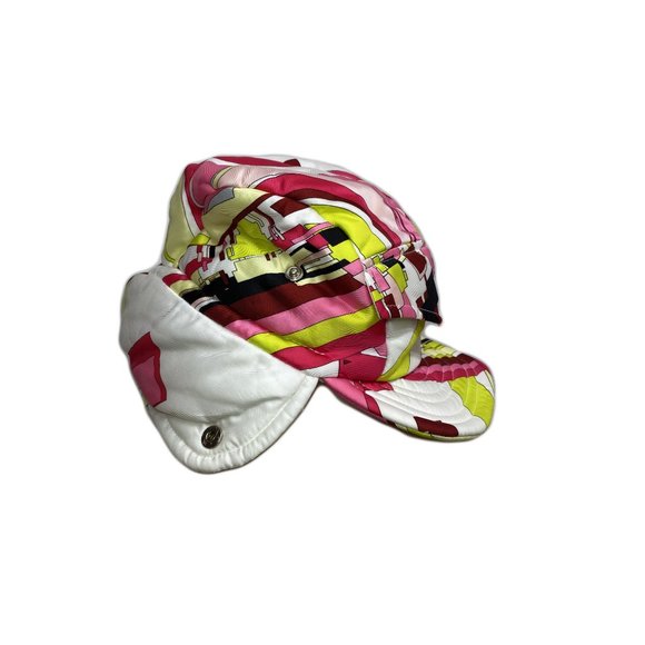100% Authentic Emilio Pucci White/Yellow/Pink Trappers Hat - Picture 2 of 10